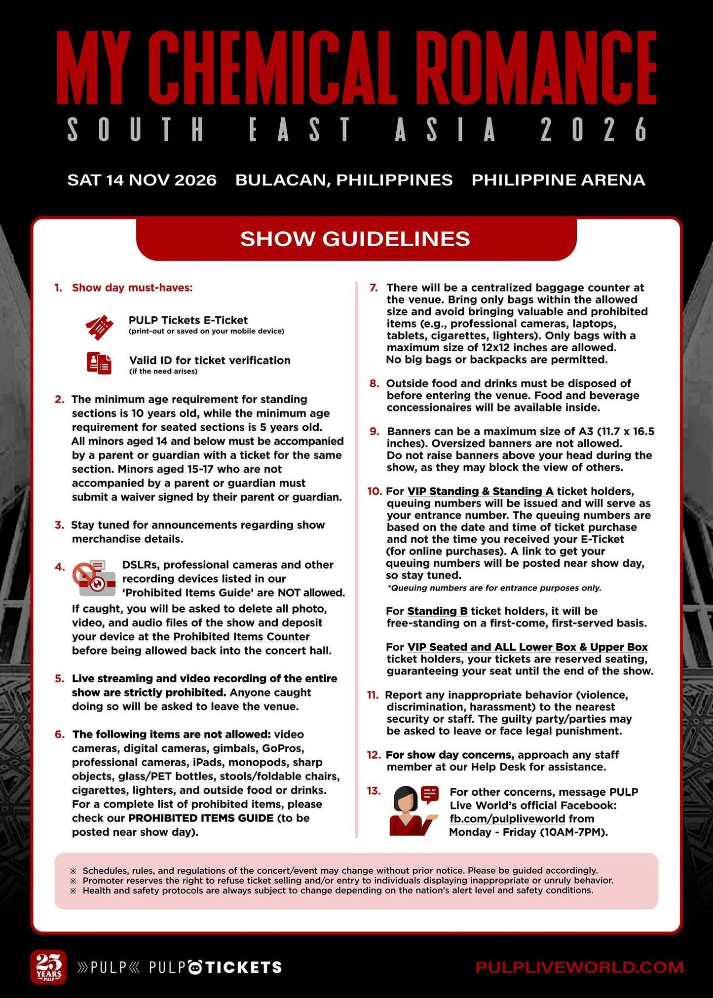 MY CHEMICAL ROMANCE SOUTH EAST ASIA 2026 TOUR IN BULACAN