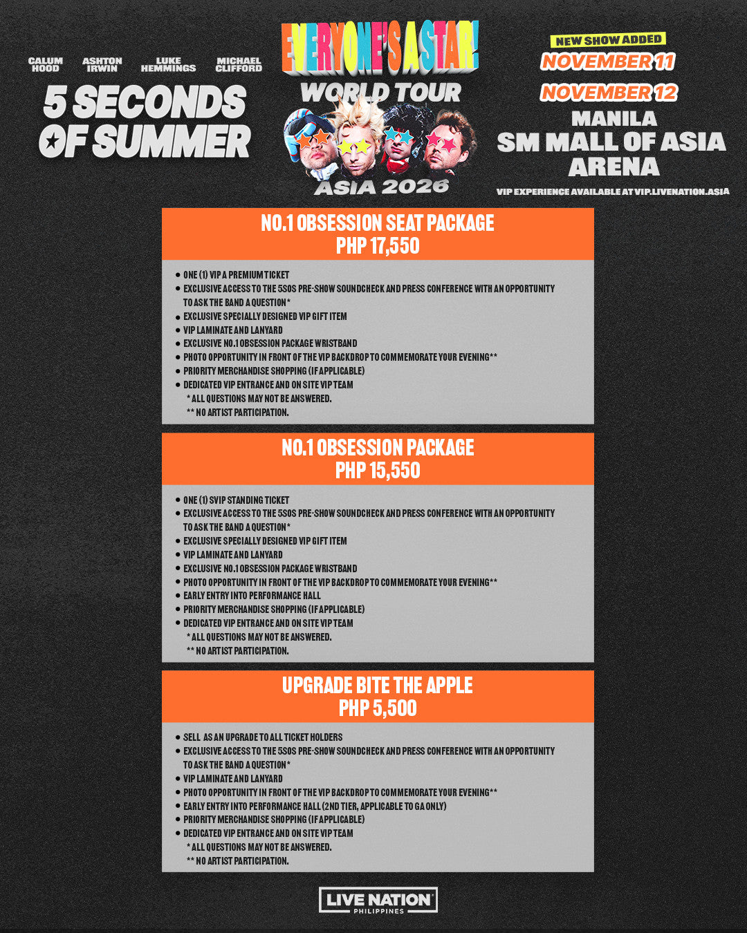 5SOS Everyone’s A Star! Asia 2026 – Manila Official Ticket Experience